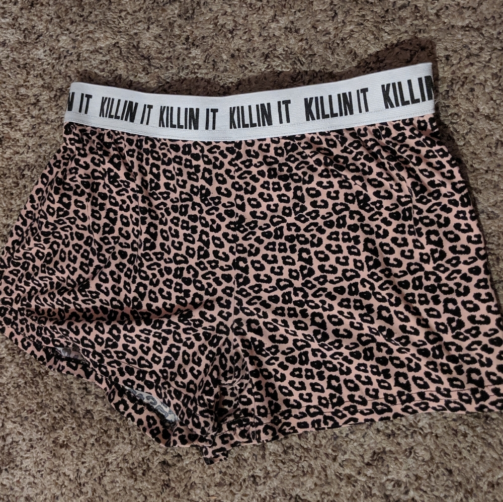Leopard print sleeping shorts